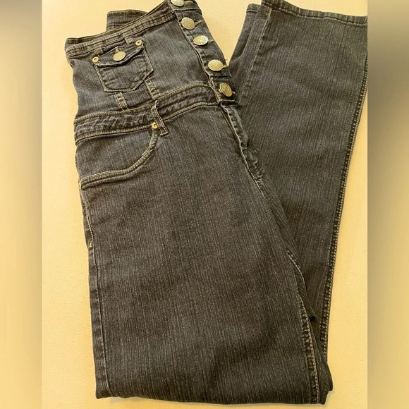 Crest Jeans 13/14 Dark Wash Very high waist w/6 functional pockets. 5 button zip - Picture 1 of 8